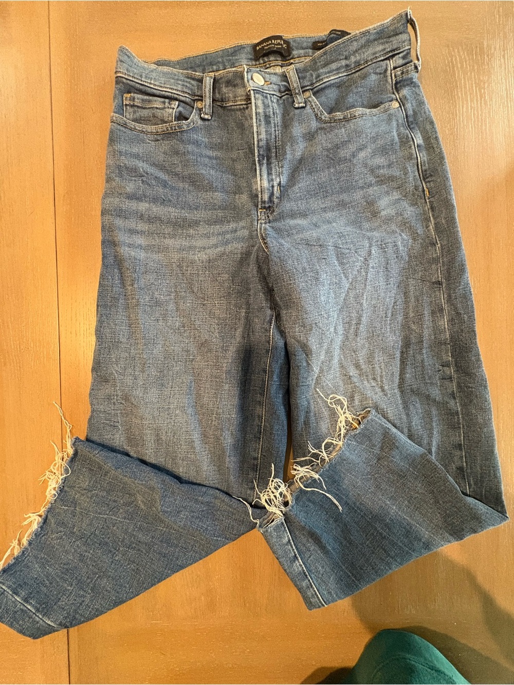 Banana Republic Wide Leg Blue Frayed Hem Jeans